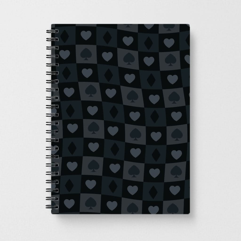Card Suits Pattern Black Notebook