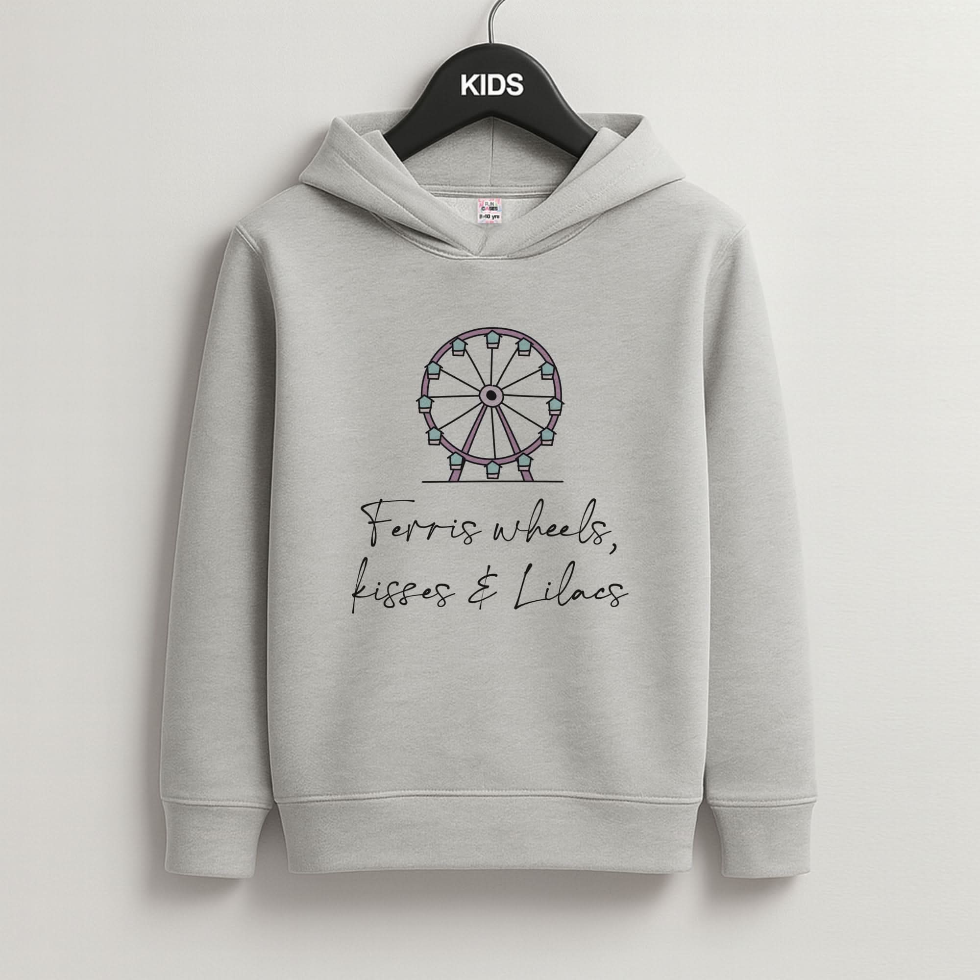 Ferris Wheels, Kisses & Lilacs Grey Kids Hoodie