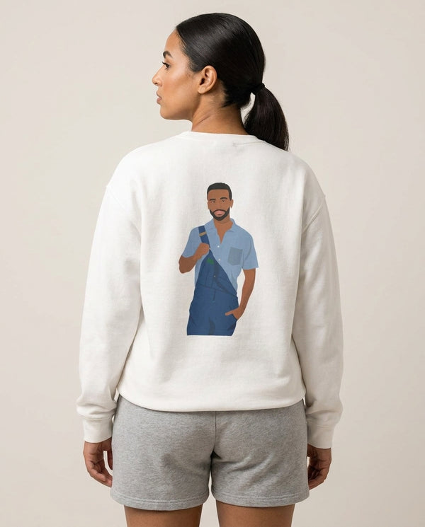 Aston Sweatshirt — White Back, worn