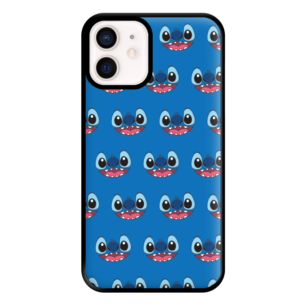 Blue Alien Face Pattern iPhone 12 Mini Case