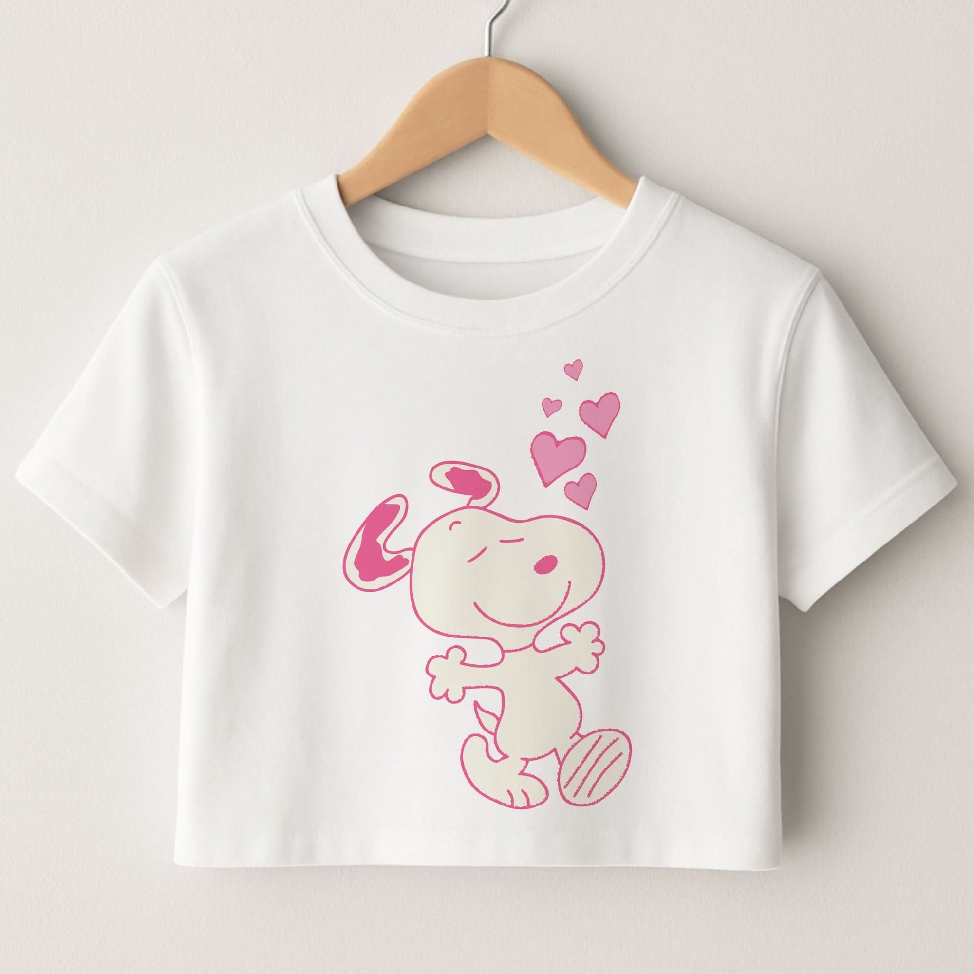Cartoon Beagle Valentine Hearts Pattern Crop top