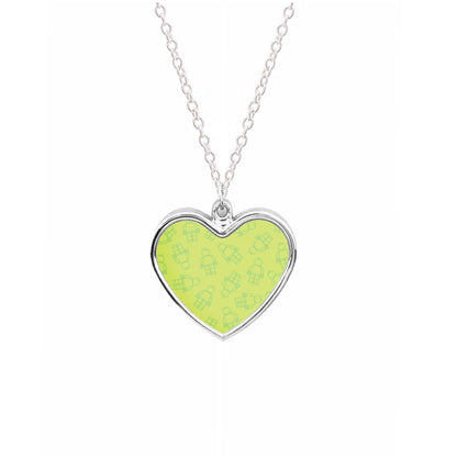Bricks Figures Pattern Green Necklace