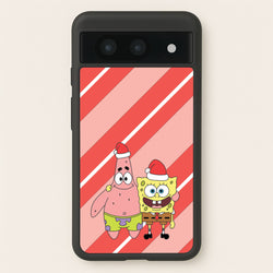 Cartoon Sponge And Starfish Christmas Hats Google Pixel 8a Case