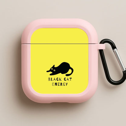 Black Cat Energy Pink AirPods Case