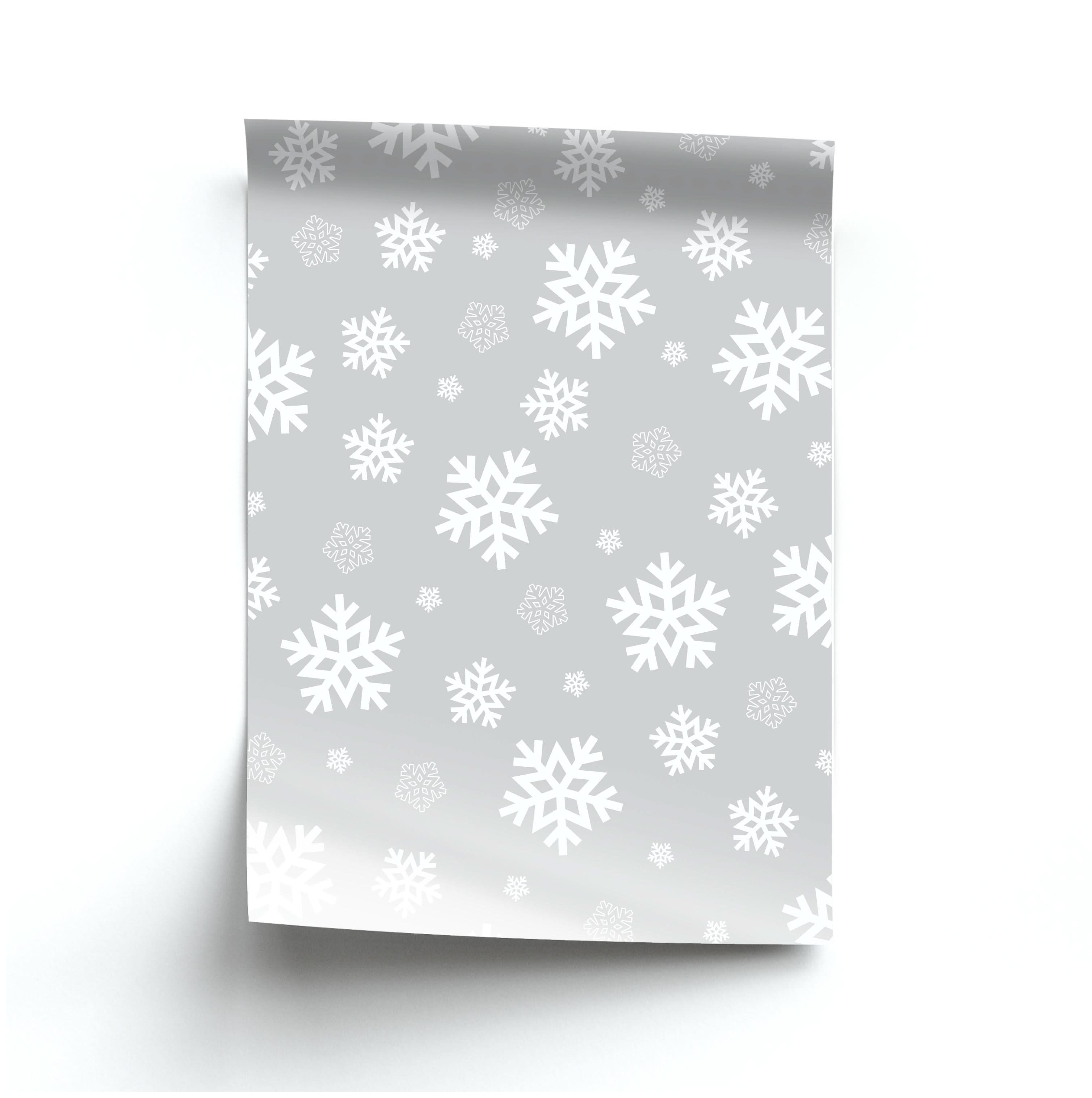 Grey Snowflake Pattern Poster