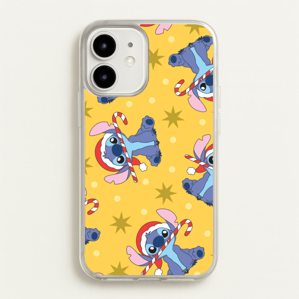 Cute Blue Alien Candycane Christmas Pattern iPhone 12 Mini Case