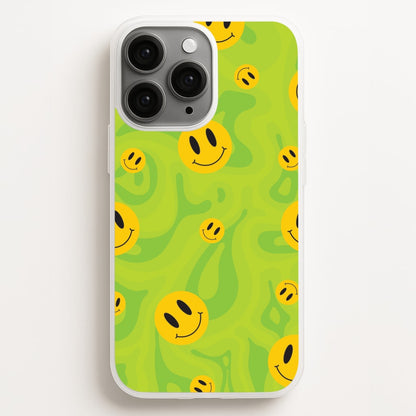 Green Wavey Smileys Pattern Phone Case for iPhone, Samsung Galaxy and Google Pixel