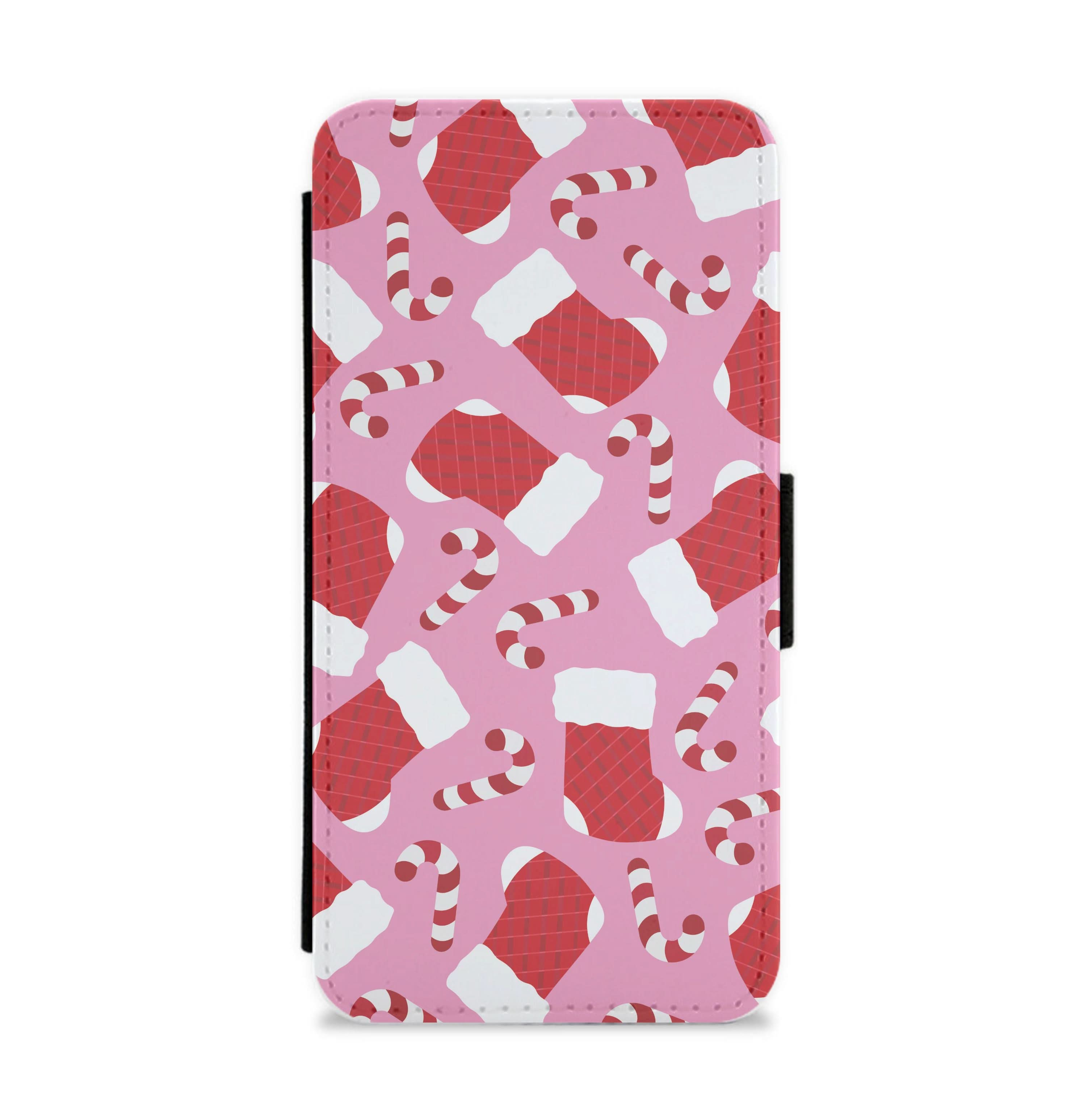 Pink Stocking Pattern Flip / Wallet Phone Case