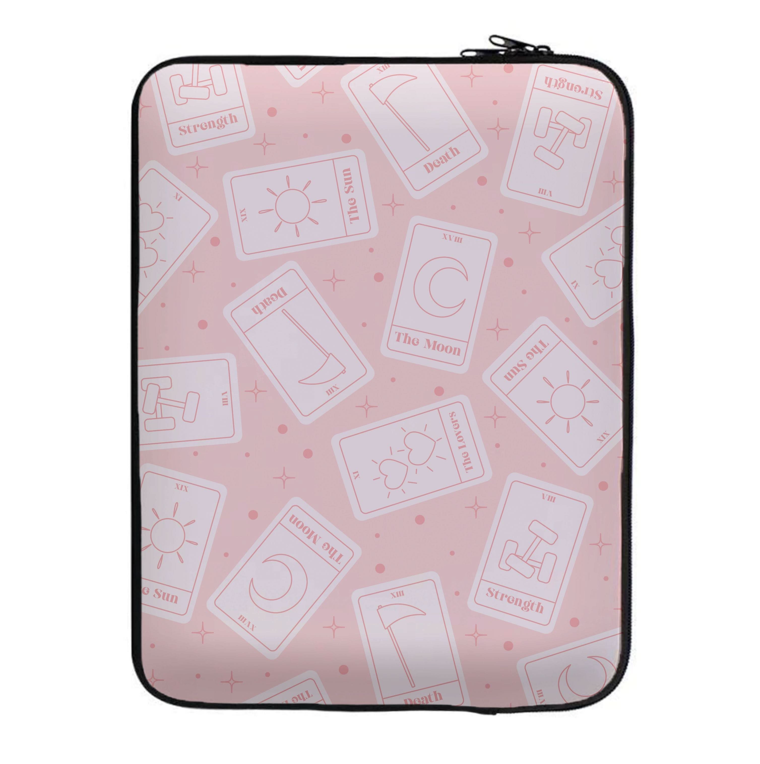 Pastel Pink Tarot Cards Pattern Laptop Sleeve