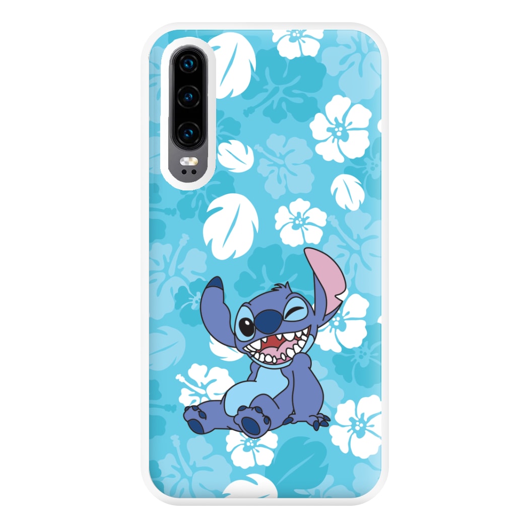 Cute Blue Alien Floral Pattern Huawei P30 Case