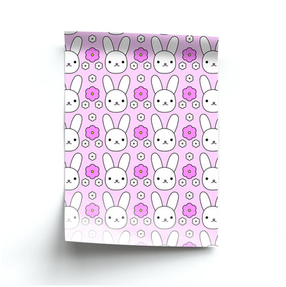 Bunnies And Flowers Pattern Poster