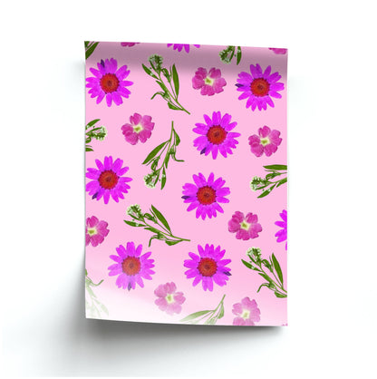 Pressed Pink Flowers Pattern  Poster