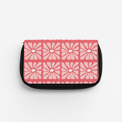 Square Abstract Flowers Pink Pencil Case