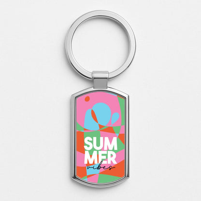 Summer Vibes  Silver Metal Keyring