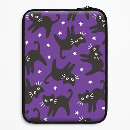 Cartoon Black Cats And Stars Pattern Universal Laptop Sleeve