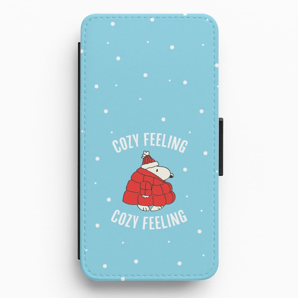 Cozy Feeling Cartoon Beagle Puffer Jacket Flip / Wallet Phone Case