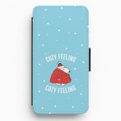 Cozy Feeling Cartoon Beagle Puffer Jacket Flip / Wallet Phone Case
