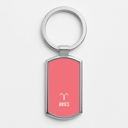 Aries Pastel Zodiac Silver Metal Keyring