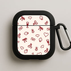 Valentines Doodles Black AirPods Case