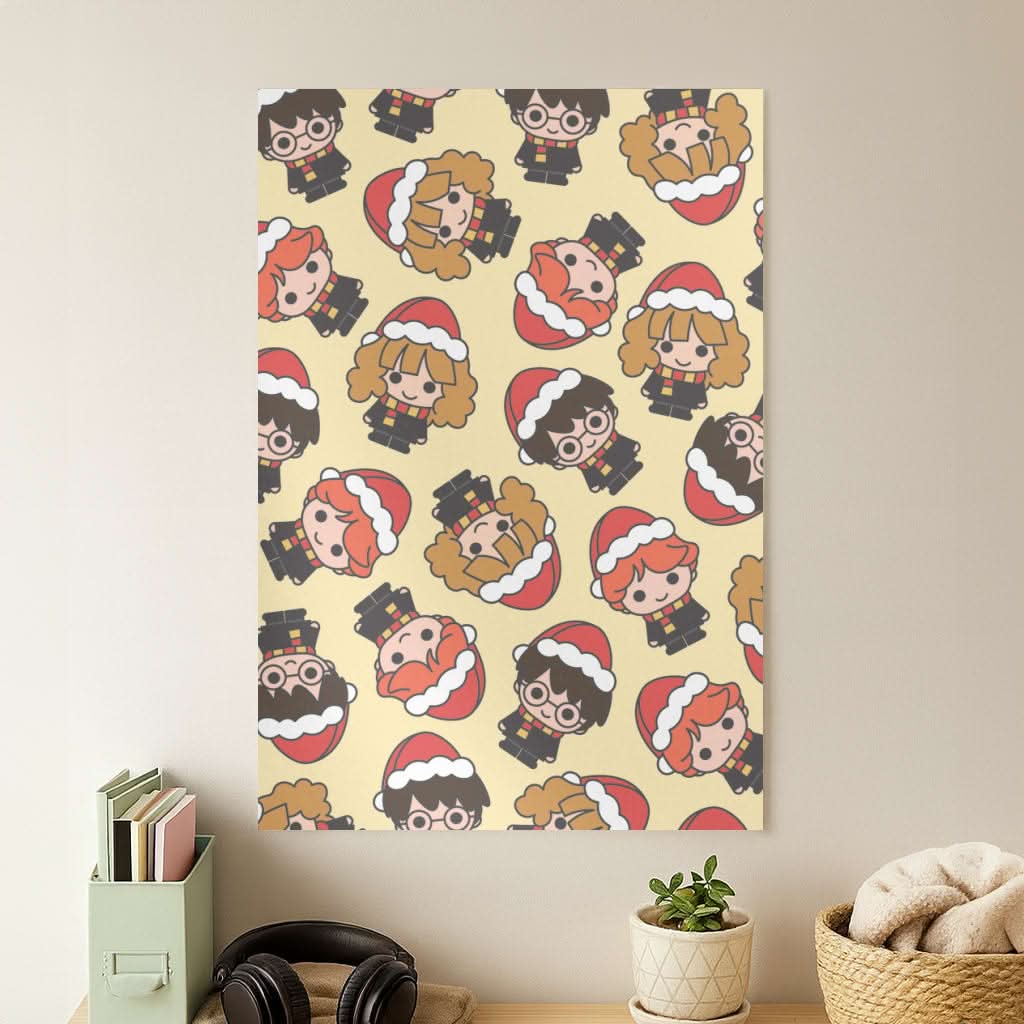 Wizards With Christmas Hats Pattern Poster