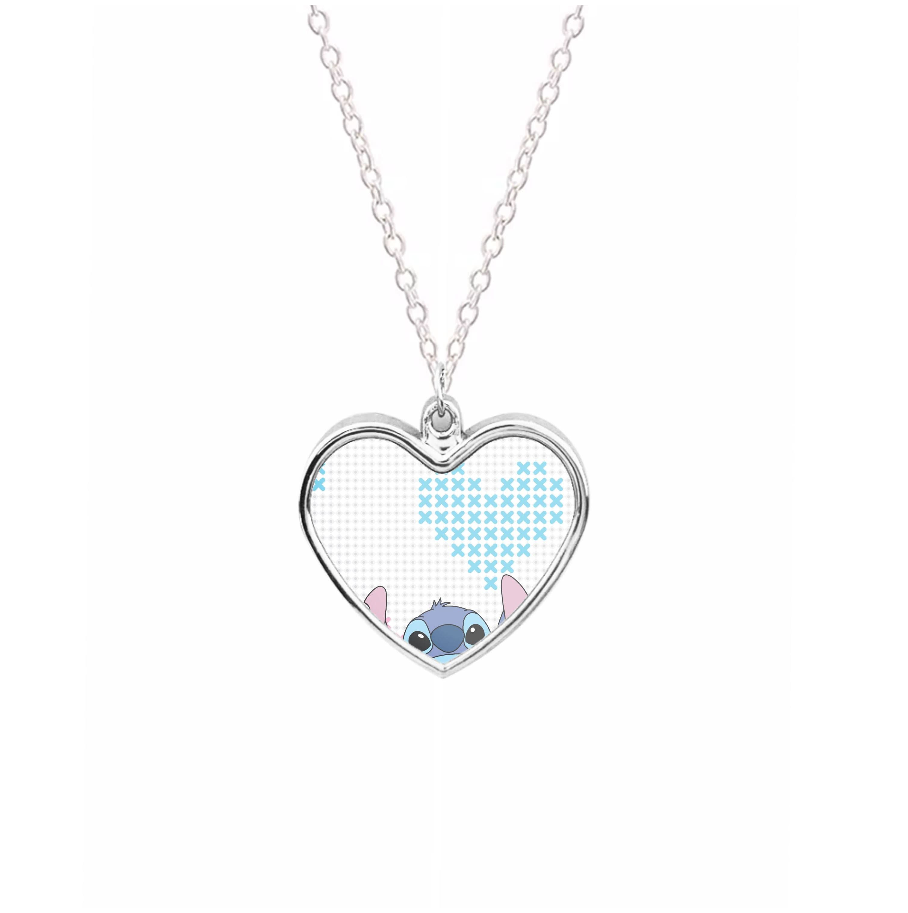 Blue Alien Hearts Necklace