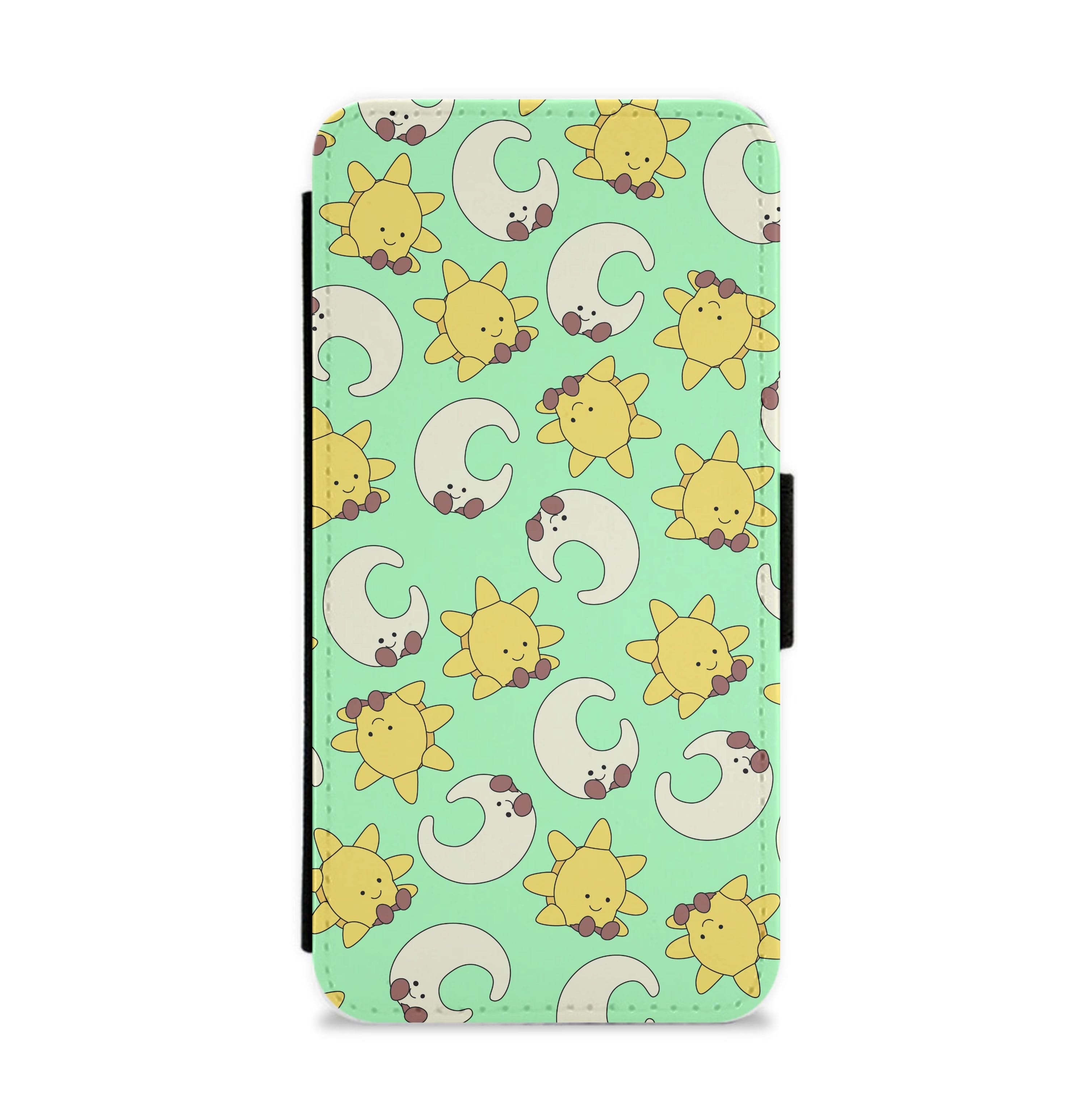 Stars And Moon Pattern - Plushy Flip / Wallet Phone Case