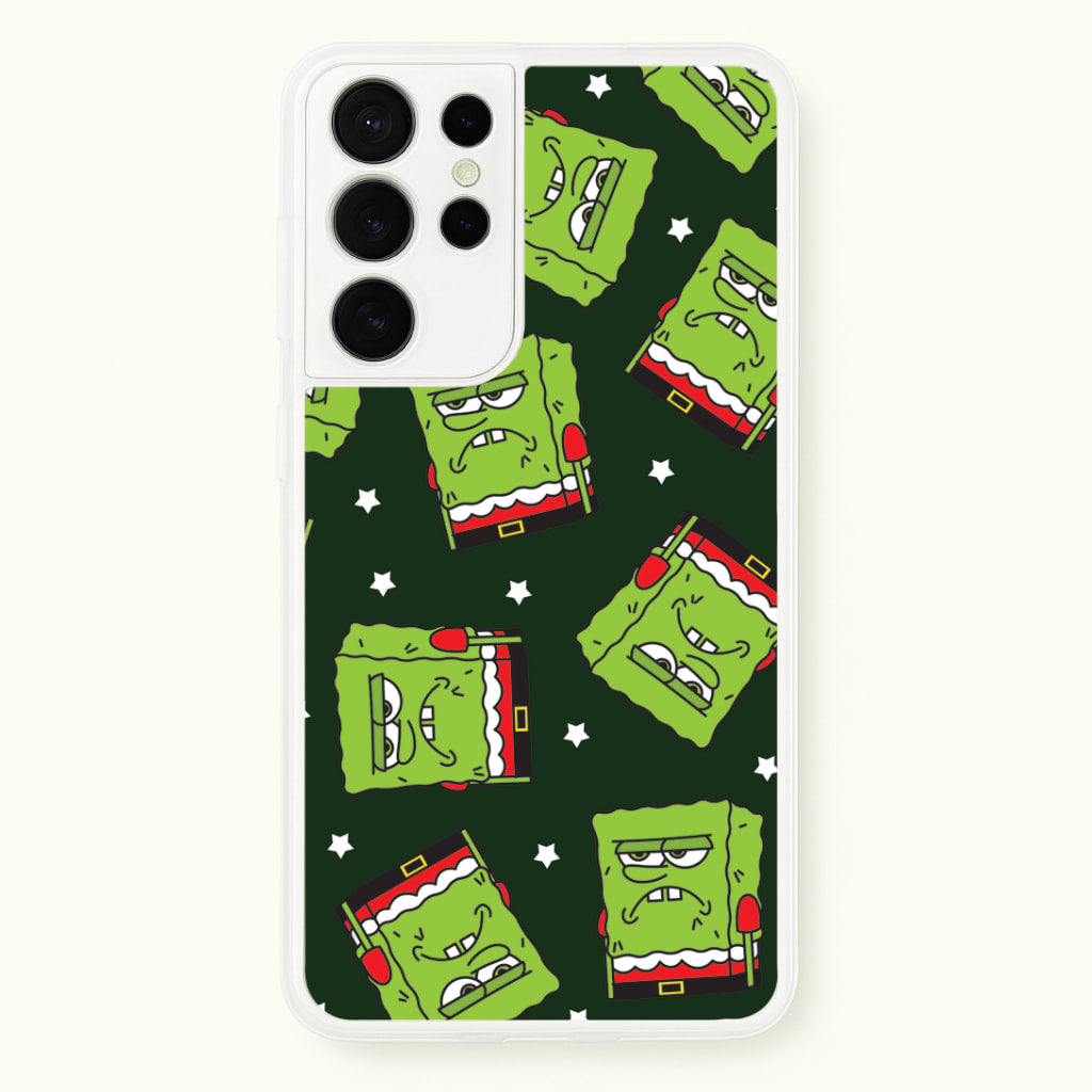 Grumpy Christmas Cartoon Sponge Pattern Galaxy S21 Ultra Case