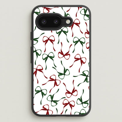 Red And Green Coquette Christmas Bows Pattern Google Pixel 9a Case