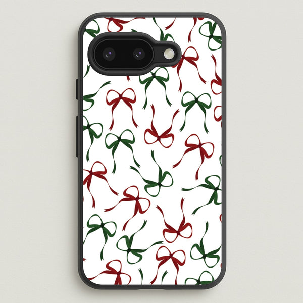 Red And Green Coquette Christmas Bows Pattern Google Pixel 9a Case