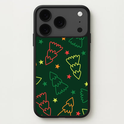 Colourful Christmas Tree Outlines Pattern iPhone 17 Pro Case