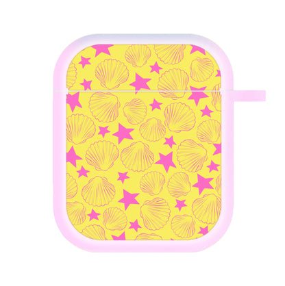 Seashells And Stars Yellow Pattern AirPods Case