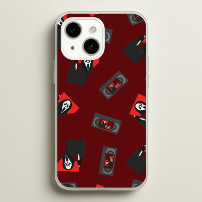 VHS & Ghostface Pattern iPhone 15 Case