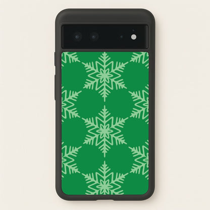 Green Giant Snowflakes Christmas Pattern Google Pixel 6 Case