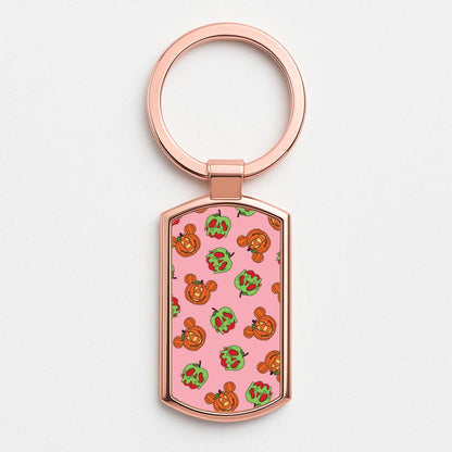 Pumpkin Mouse And Poison Apple Pattern Rose Gold Keyring