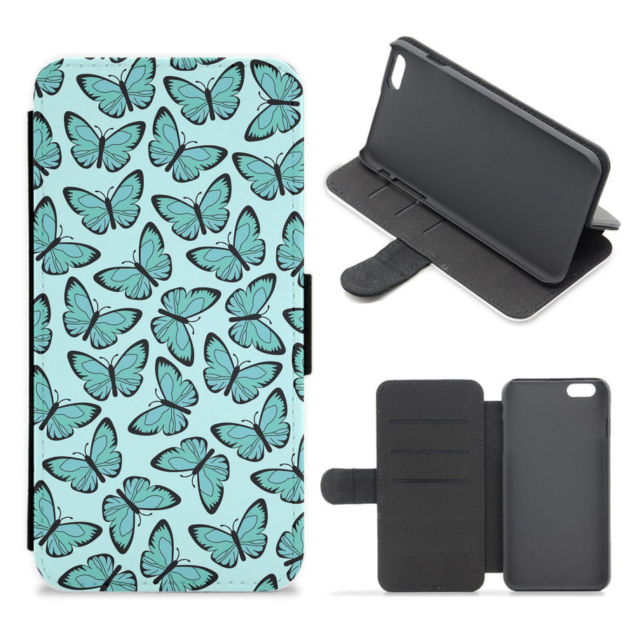 Blue Butterfly - Butterfly Patterns Flip / Wallet Phone Case