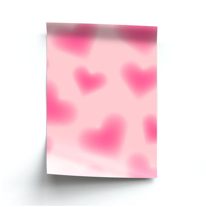 Gradient Red Hearts Pattern Poster