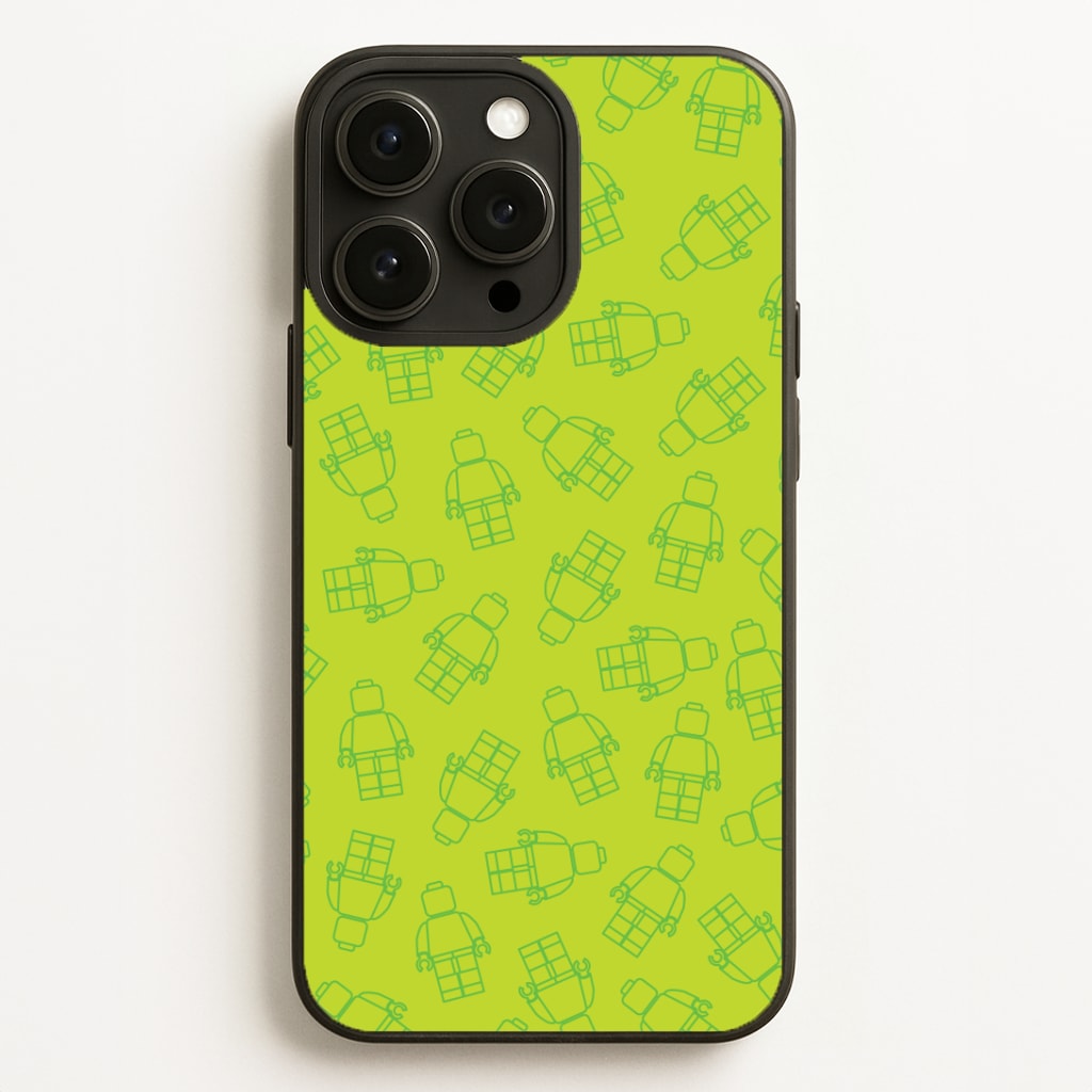 Bricks Figures Pattern Green Phone Case for iPhone, Samsung Galaxy and Google Pixel