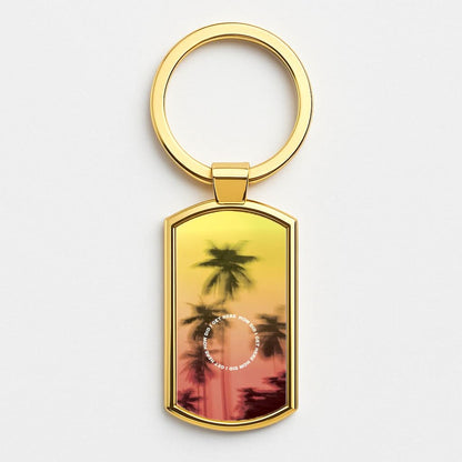 Palm Trees Circle Gold Keyring