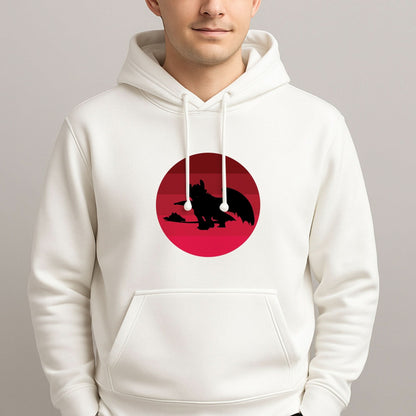 Red Sunset Dragon Mens Hoodie