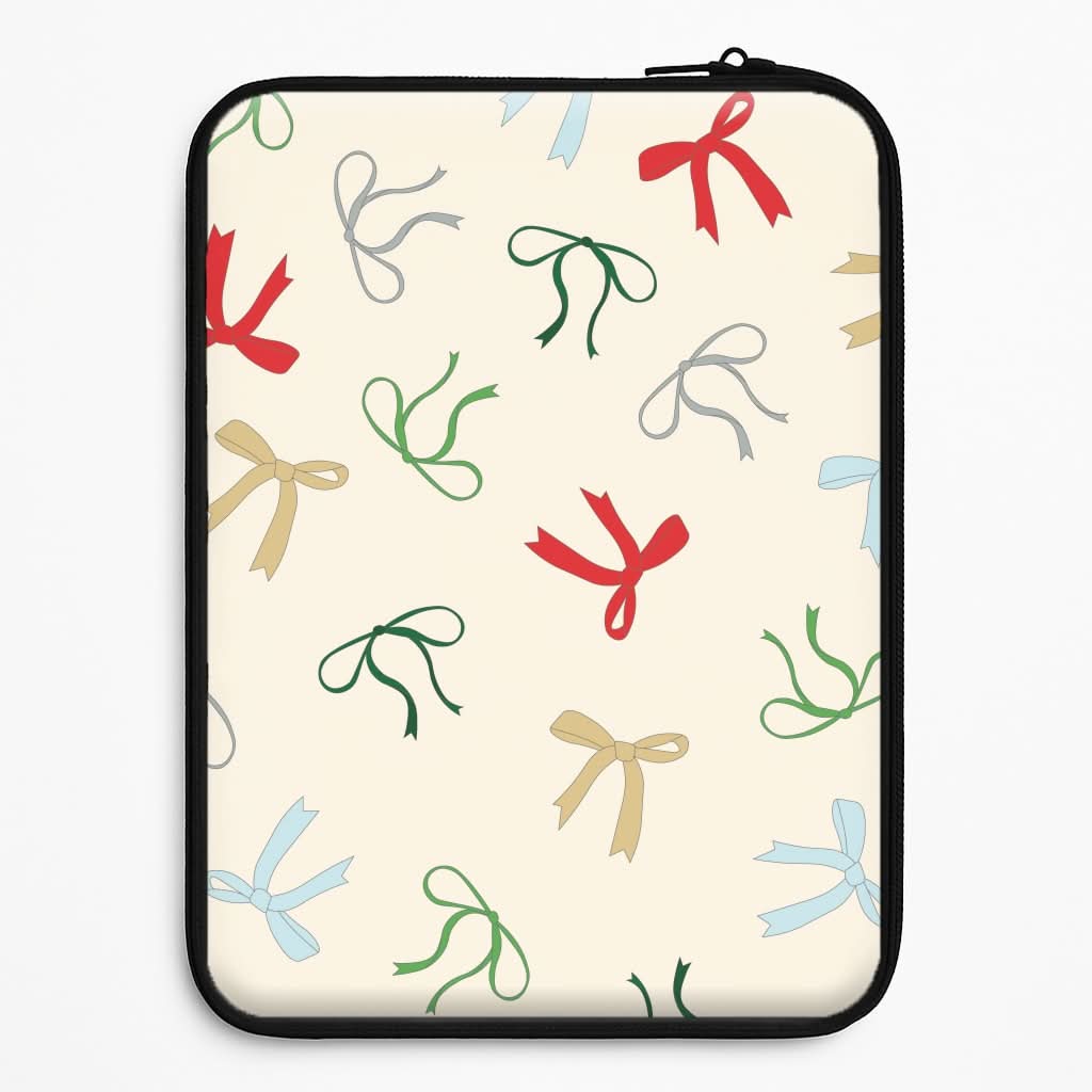 Coquette Christmas Bows Pattern Laptop Sleeve