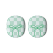 Checkered Coquette Bow Cyan AirPods Max Case 3