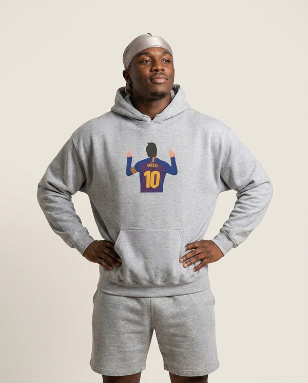 Messi - Football Hoodie — Grey Front, worn