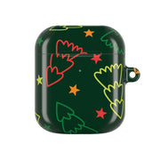 Colourful Christmas Tree Outlines Pattern AirPods Case 2