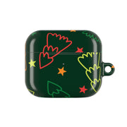 Colourful Christmas Tree Outlines Pattern AirPods Case 3