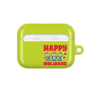 Happy Holidays Cute Green Aliens AirPods Case 7
