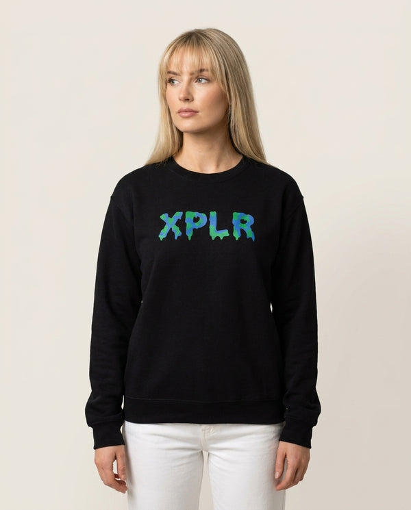 XPLR - S & C Sweatshirt — Black Front, worn