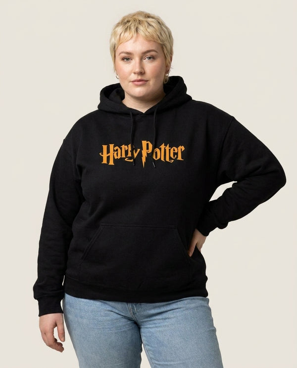 Game Typography Hoodie — Black Front, worn