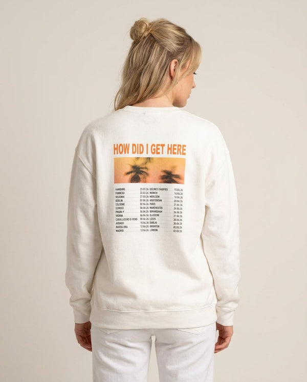 HDIGH Tour 2026 Sweatshirt — White Back, worn