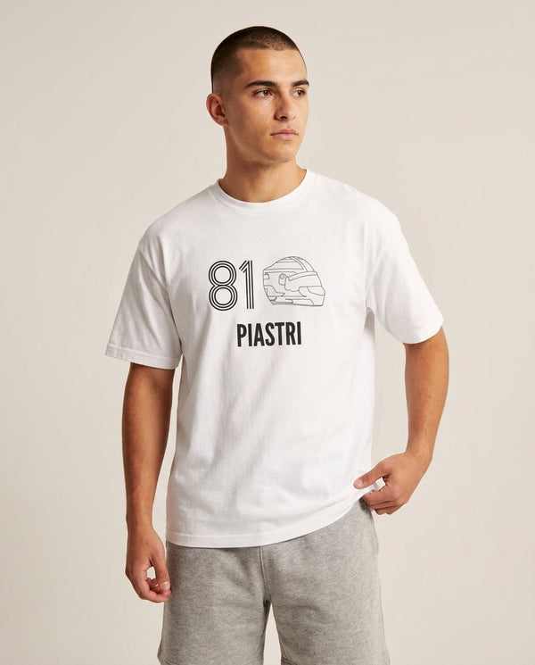 Piastri Helmet 2026 T-Shirt — White Front, worn