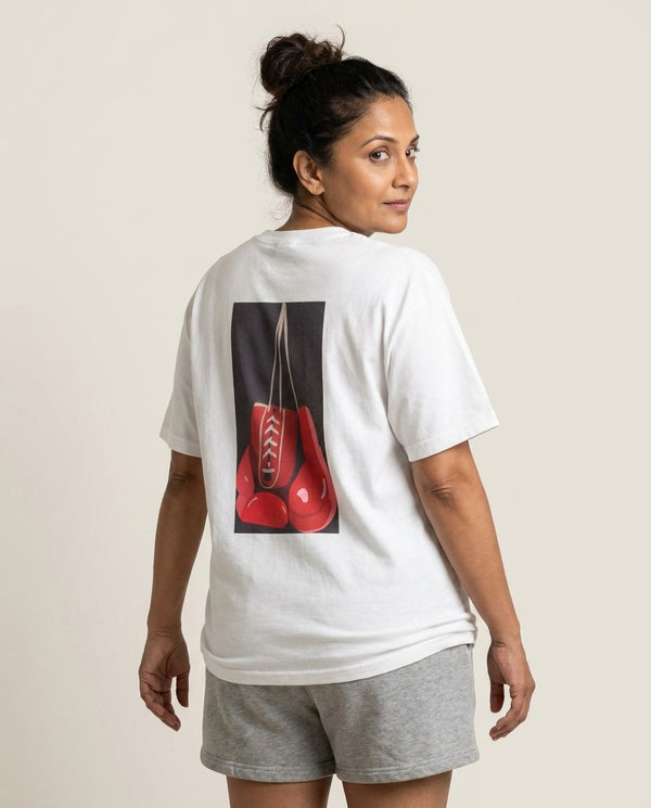String gloves - Boxing T-Shirt — White Back, worn